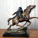 Peinture à l'huile illusionniste façon bronze patiné, vue arrière