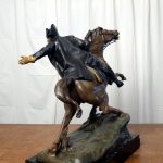 Peinture à l'huile illusionniste façon bronze patiné, vue arrière