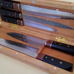 Petty, gyotto, santoku, filet et sujihiki avec bague en acacia australien